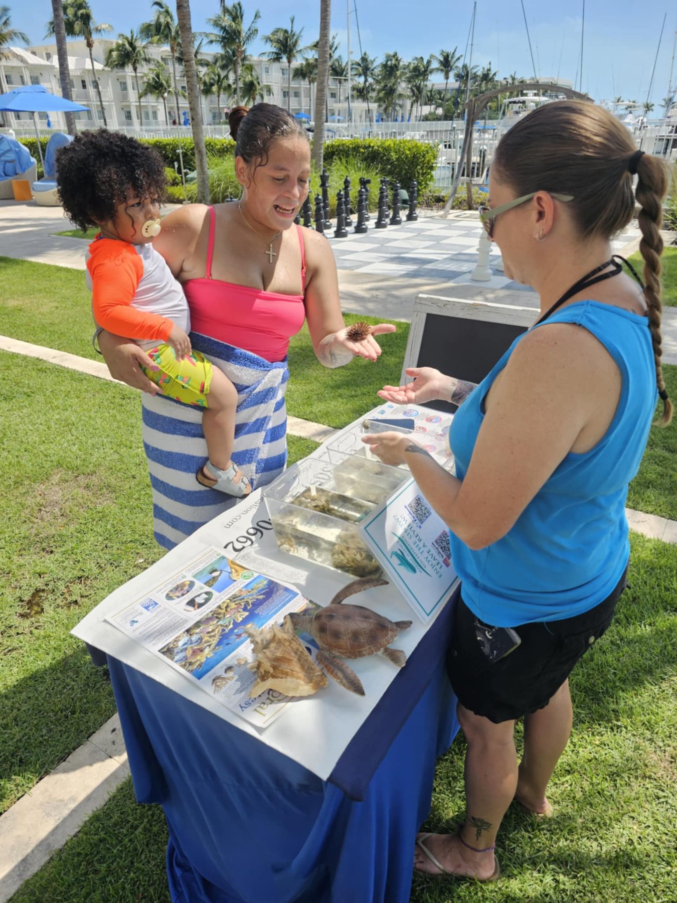 Marine educator guiding guests through animal observations