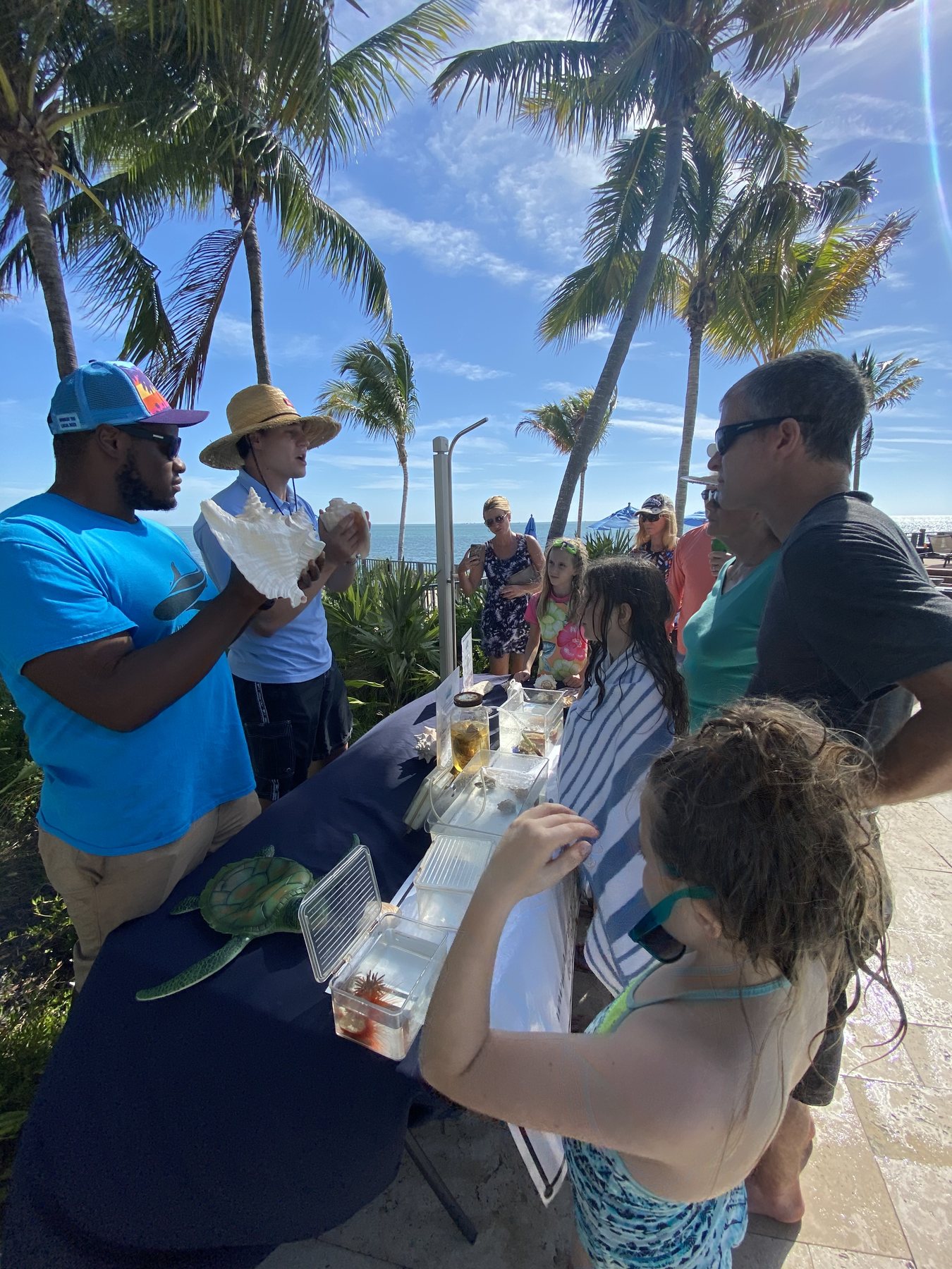 Scientists presenting an interactive marine program